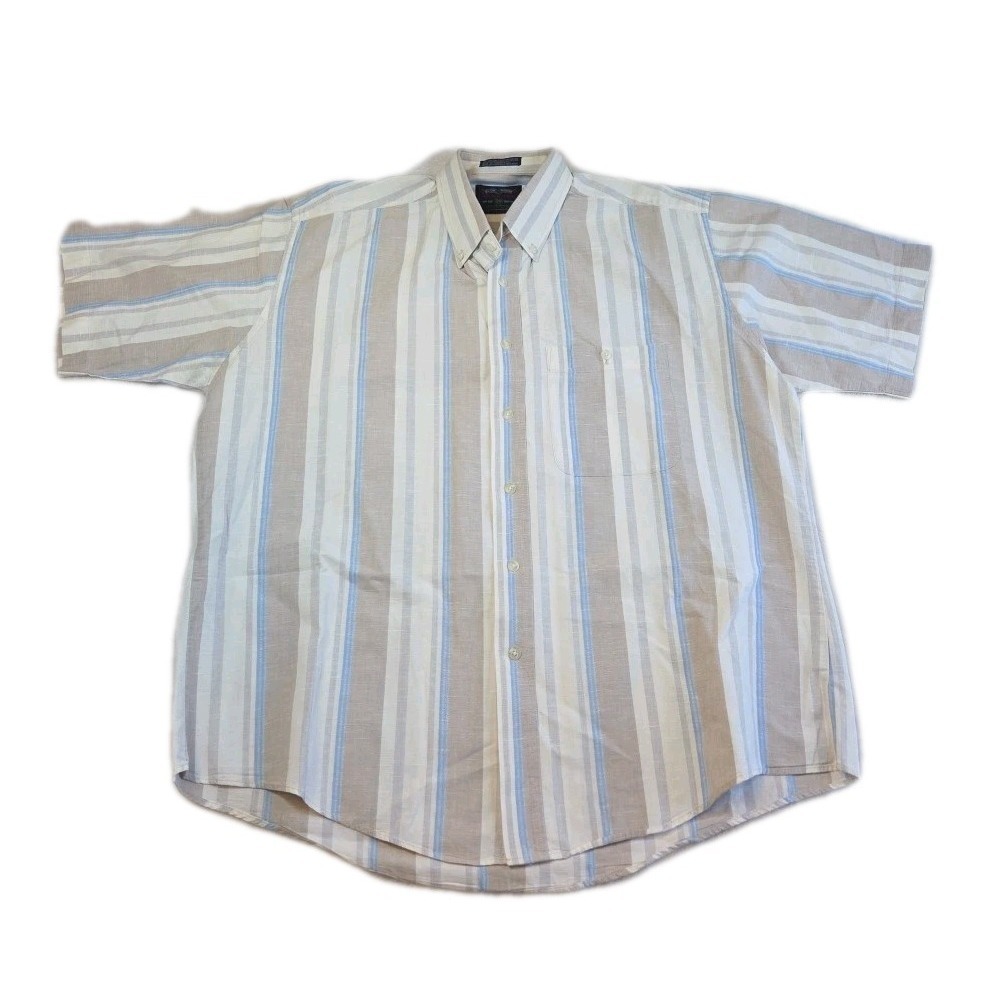 Vintage Members Only Club House Size L Stripped Shirt Short Sleeve Button-Up